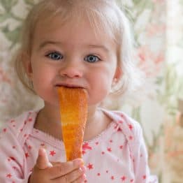The kids go crazy for this apricot fruit leather! Easy, tastes way better than store-bought and only TWO INGREDIENTS! How to make fruit leather | natashaskitchen.com