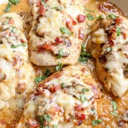 Recipe for bacon mushroom stuffed chicken breast. The stuffed chicken breast is amazing with the homemade honey mustard sauce.