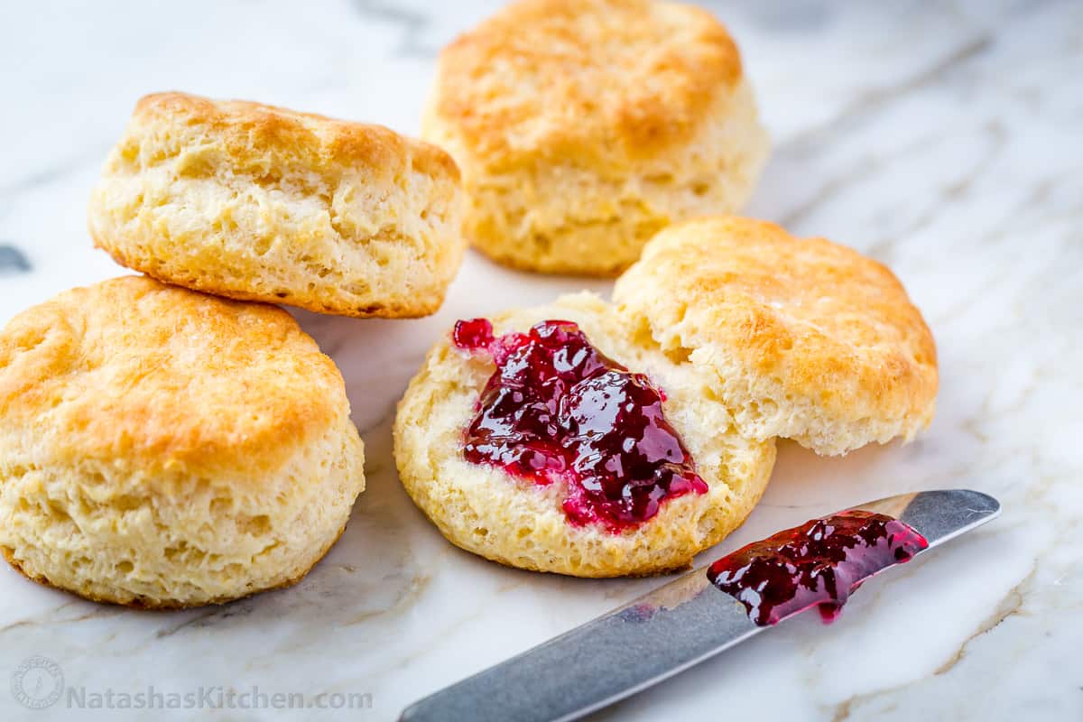 This is the only Biscuit Recipe you will need. Homemade Biscuits are super soft and these are quick and easy to make with just 6 ingredients. Biscuits served with jam