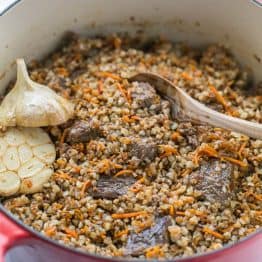 Buckwheat Pilaf with fall-apart tender beef - simple and excellent dish. You'll be running back for refills! | natashaskitchen.com