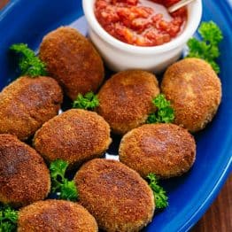 Buckwheat and Mushroom Croquettes have a crisp exterior and hearty, flavorful center. You won't be able to stop at just one! Serve with your favorite sauce. | natashaskitchen.com