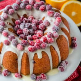 Cranberry Bundt cake with sugared cranberries