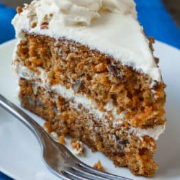 Slice of Carrot cake on a white plate