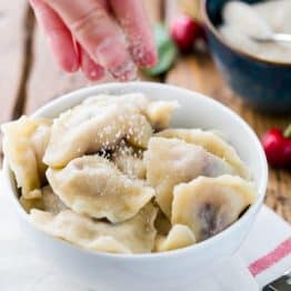 These Cherry Pierogies are the ultimate in comfort food. Use fresh or frozen cherries! @natashaskitchen