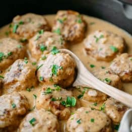 These chicken meatballs are delicious over egg noodles or creamy mashed potatoes. An easy chicken dinner idea for a busy weeknight (30 minute meal) - A video recipe