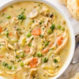chicken Pot Pie Soup in a bowl