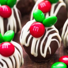 chocolate coconut balls with m&m candy