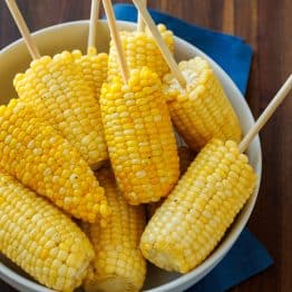 The Best boiled corn on the cob in serving bowl