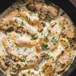 One Pan Chicken Mushroom with Creamy Herb Sauce