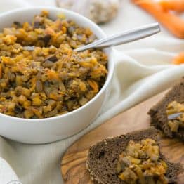 Eggplant Caviar makes a great party appetizer. It's an old Russian favorite. You can enjoy it as a spread over toast for breakfast, lunch or even dinner.