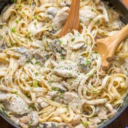 Mom's creamy Chicken Fettuccine Alfredo has been a family favorite for years! Classic Chicken Alfredo is a feel good comfort food - so creamy but light! | natashaskitchen.com