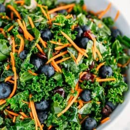 This kale salad is a make-ahead GREEN salad and is just as good the next day (perfect for parties!). So healthy and delicious. You'll make this kale salad again and again!