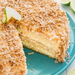 Key lime cake is the ultimate summer party cake. This key lime cake is pummeled with toasted coconut and boasts the juice of 5 limes. So refreshing! | natashaskitchen.com