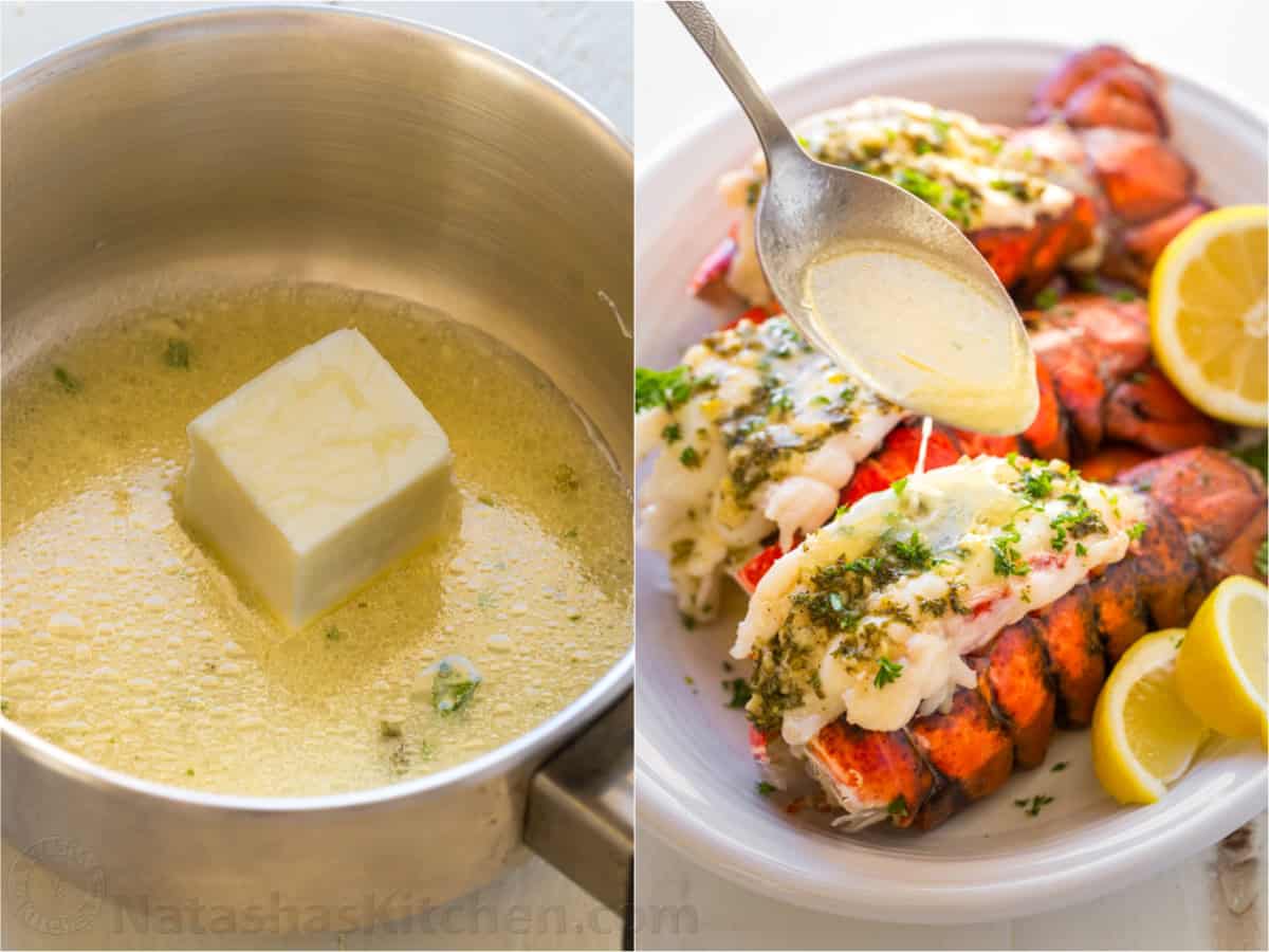 This Lobster Tail recipe with garlic butter sauce is juicy, flavorful, and easy. Includes an easy tutorial on how to butterfly lobster tail. How to Make Lobster dipping butter