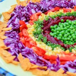 A plate with red cabbage wreath salad