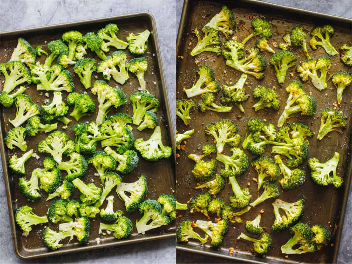 How to Roast Broccoli step by step before and after baking