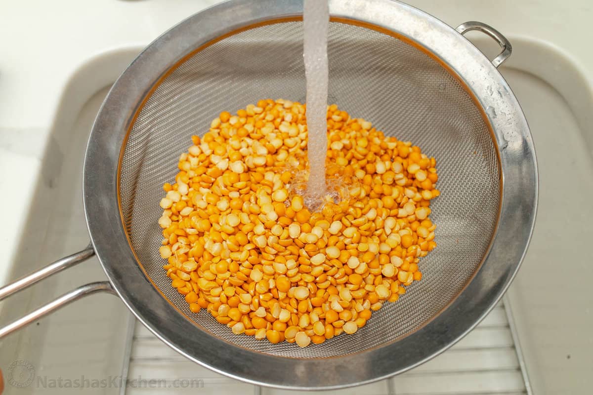 How to rinse split peas before making split pea soup