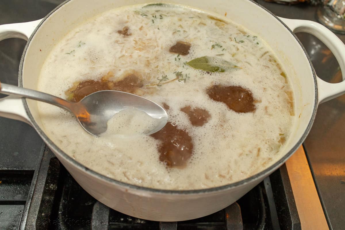 How to make Split Pea Soup Skimming off foam from split pea soup