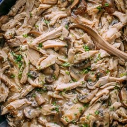 Leftover Turkey in Gravy recipe garnished with parsley