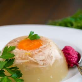 A plate of Ukrainian aspic, kholodets